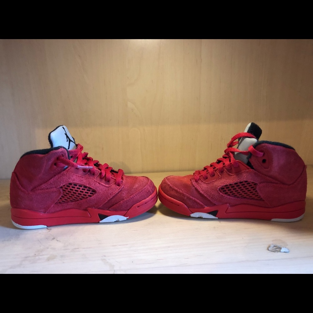 Kids Nike Air Jordan Red Suede 5’s